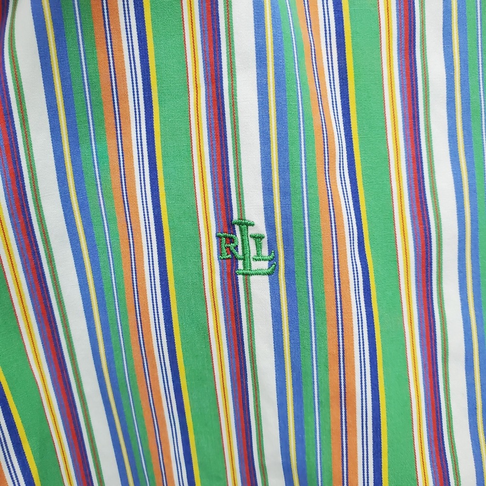 Lauren Ralph Lauren Womens PM Multicolor Stripe Button Front Cotton‎ Blouse Top - Picture 10 of 16